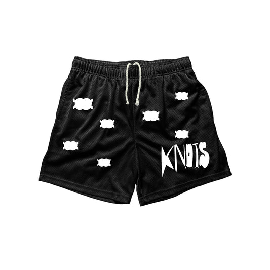 Black “KNOTS” Mesh Shorts